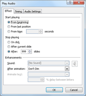 Play Audio dialog box