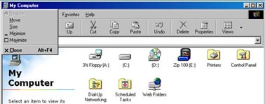 Screenshot of My Computer Window Control Menu