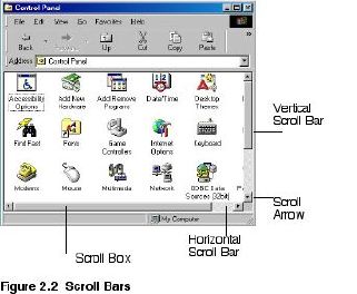 Screenshot of Control Panel window showing scroll bars