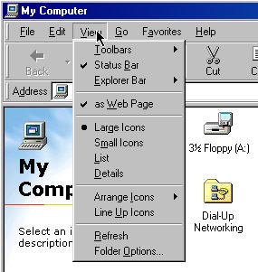 Screenshot of My Computer View Menu