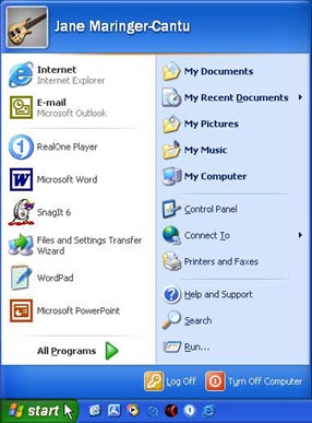 Screenshot of the Windows XP Start Menu