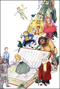 book spilling out characters