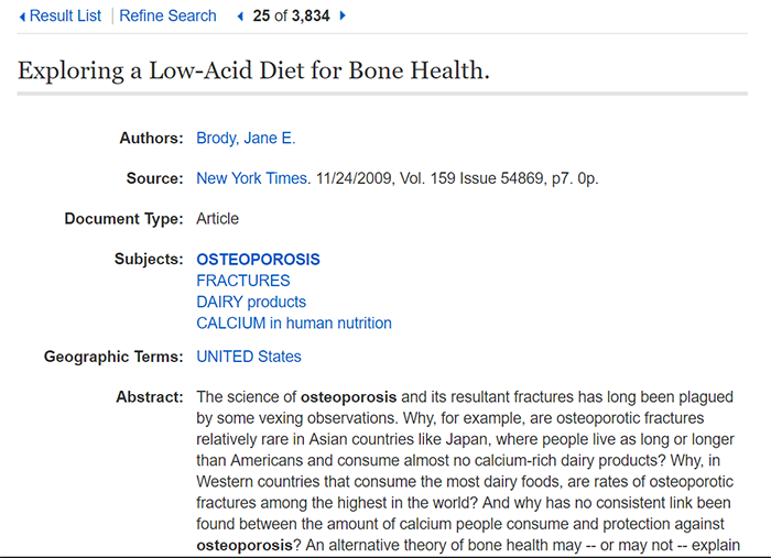 jane brody article about low-acid diets