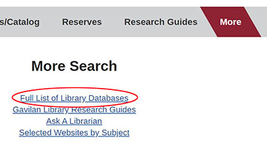 more subheading for full list of databases