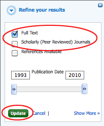 extra limiters in Ebsco