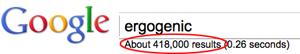 number of results in a google search