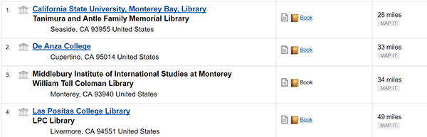 list of libraries that have our book