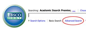 advanced search option on EBSCO