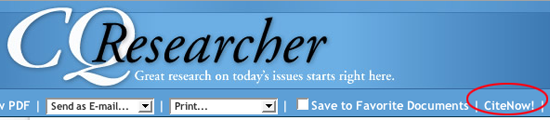 citenow link on the cq researcher page