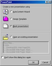 PowerPoint startup dialog box