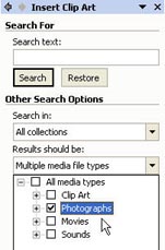 Insert Clip Art Task Pane