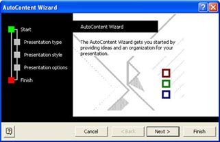 AutoContent Wizard dialog box
