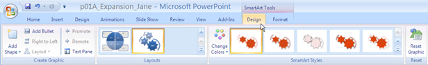 SmartArt tools design tab