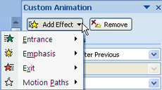 Animation effects list