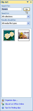 Clip art task pane