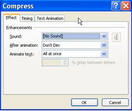 Compress dialog box with Effect tab selected