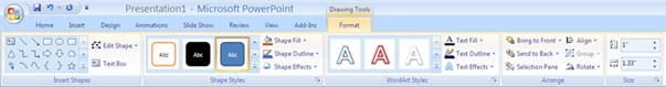 Drawing tools format tab