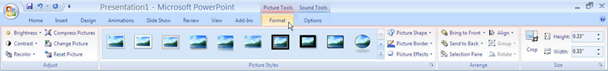 Picture Tools Format Tab on the Ribbon