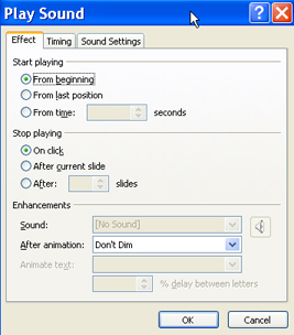 Play sound dialog box