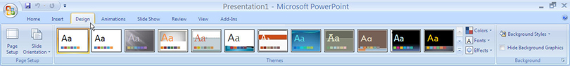 Design tab on the PowerPoint ribbon