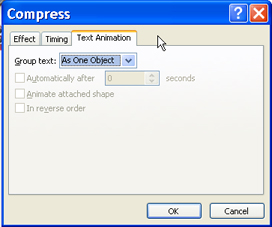 Compress dialog box with Text Animation tab selected