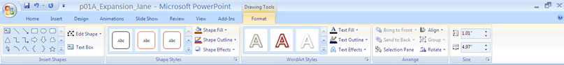 WordArt Drawing Tools Format tab on the ribbon