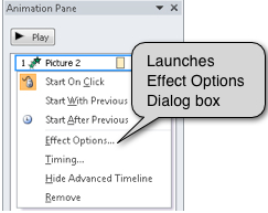 Effects Option dialog box launcher