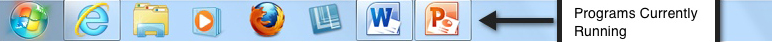 Screenshot of the Taskbar with many windows open.