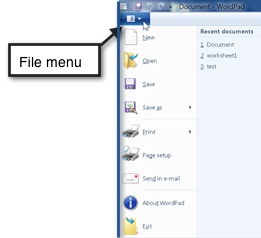 WordPad's File Menu