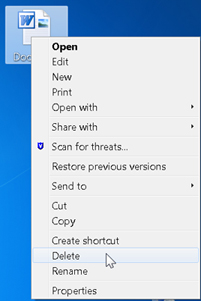 shortcut menu