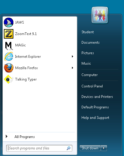 Screenshot of the classic XP start menu